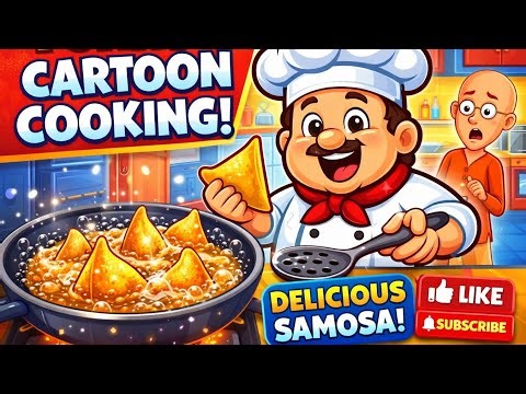 👉 Funny Cartoon Chef Cooking Samosa 🍳 | Kids Cartoon Cooking Video