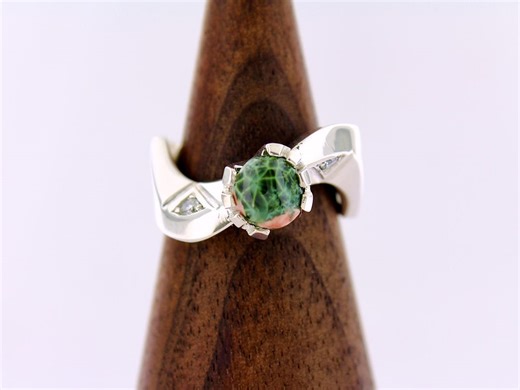 Greenstone Chlorastrolite Diamond Ring: Sterling Silver, Size 6 1/2 - Etsy