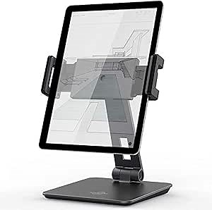 KABCON Tablet Stand,Tightness Adjustable Aluminum Alloy Tablet Stand for Desk, 360° Swivel Foldable Tablets Stands Dock for 4''-14''Tablets/Phone, iPad Series,Samsung Galaxy Tabs,Kindle Fire,Etc.
