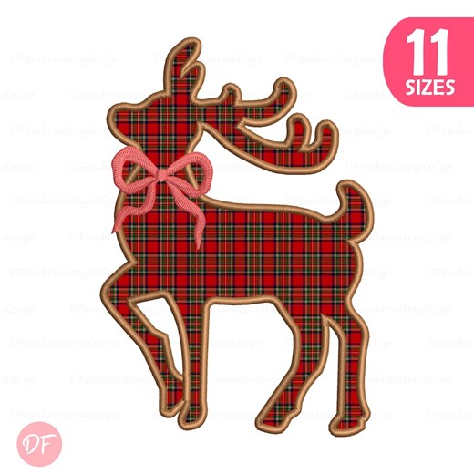 Christmas Reindeer Applique Embroidery Design: Holiday Machine Pattern (instant Download) - Etsy