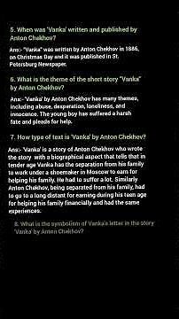 Vanka / Story by Anton Chekhov Short Questions and answers Marks 1 & 2