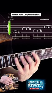 Bm7 string-skipping and tapping lick by Richie Kotzen’s fluid legato approach. Perfect for rock fusion chops and building hand synchronization. Save to practice slowly. 🎸 #guitarpractice #richiekotzen #guitarlick | Kimchi Boyo Plays Guitar
