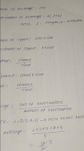 Area , Perimeter and Average Formula in Math | Class 7