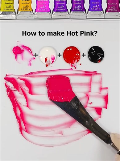 How to make Hot Pink Color?(magenta white red black)🎨 #colormixing #colour #paintmixing #satisfying #asmr
