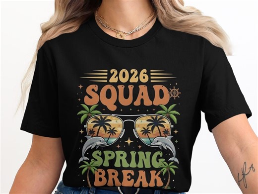 2026 Squad Spring Break T-shirt, Retro Dolphin Palm Tree Beach Vacation Hoodie - Etsy