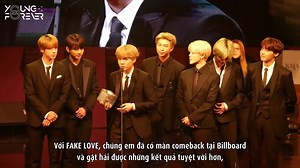 [VIETSUB] 190226 BTS - DAESANG Song of the Year Acceptance Speech @ 16th Korean Music Awards Link Youtube: https://youtu.be/f-QdYxXpIb0 Chúc mừng Bangtan đã nhận được giải thưởng DAESANG Song of the Year tại Korean Music Awards với ca khúc FAKE LOVE _____ Trans: Sieben, Sam Time: KP | Young Forever - 0613 Libraries Union in Vietnam