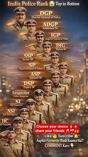 😱Indian Police Rank System | DGP Se CONSTABLE Tak Full Power Hierarchy 🇮🇳 🔥 #indianpolice #govtjobs