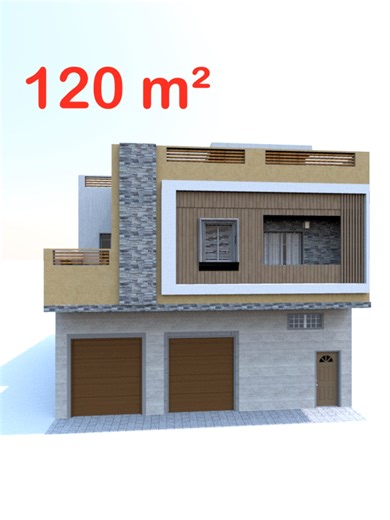 تصميم منزل 120 متر مع محلات تجارية