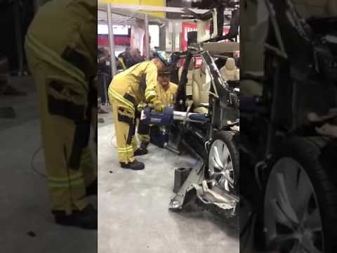 HURST Tesla Model X Extrication Demo #4 at FDIC '17