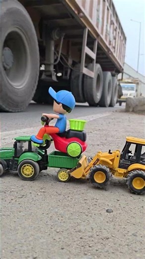 🔔RC JCB Excavator VS Swaraj 555 tractor Unboxing delivery wala 😱 control 2ta testing review #viral