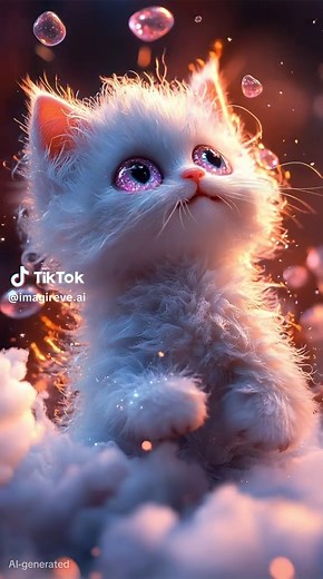 4K Anime Kitten Live Wallpaper with Cloud Sky