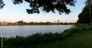 4K Aerial Video of Lake and Water Tower at Crescent Lake Park in St Petersburg, FL