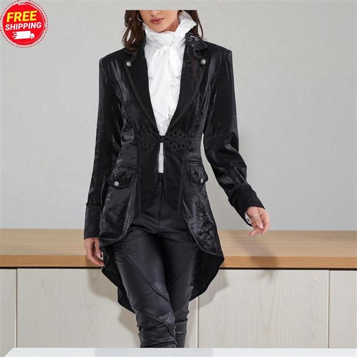 Women’s Gothic Victorian Tailcoat Jacket, Steampunk Lapel Suit Pirate Medieval Coat - Etsy