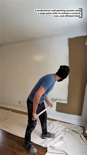 Wall Painting with a Large Paint Roller | Fast and Professional Painting Technique