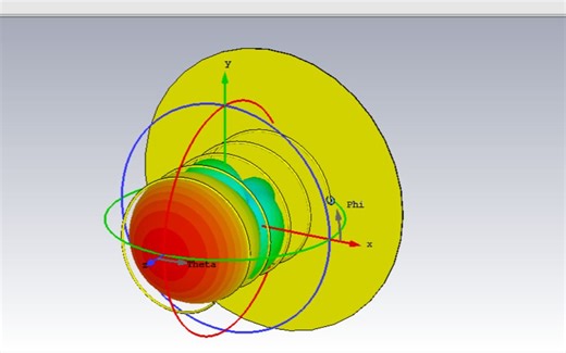 轴向螺旋天线 CST建模及右旋分量方向图、轴比结构展示