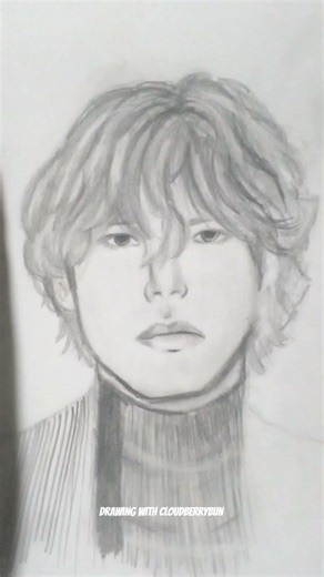 💜️🥰 bts v drawing 💜️💜️(but I'm beginner ) #drawing #btsv#kimtaehyung #sketch #art
