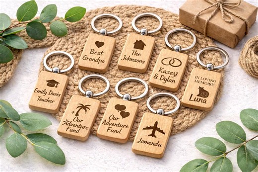 Personalized Wooden Keychain – Laser Engraved Keepsake Key Ring - Etsy