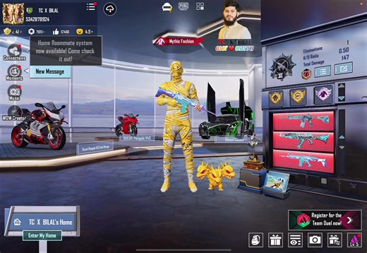 PRICE : 120,000 🌺 DROP CAR M416 /AKM MAX WITH DEMANDING KILL MASSGE YELLOW MUMMY 2XSUIT HIGH COLLECTION LEVEL 🌺 LEVEL 81 🌹 COLLECTION LEVEL 73 🌺 MYTHICS 148/300 🌺 ULTIMATE 2/10 🌺 X-SUIT 🌹IRIDESENCE LV 2 🌹FIORE LV 2 🐒KING GHIDORAH BUDDY, SNOWRASCAL BUDDY , PULAF BUDDY , HOLA BUDDY ,ARCTIC WOLF , FALCON BUDDY, SHIBA INU BUDDY , KITTEN BUDDY 🌺 SEASON S9 TO A13 🪖AURORA 🪖IGNIS 🎒5X BACKPACK 🌺 BEARD HAIR 🌺 GUN LAB 🔫 M416 GLACIER MAX 🔫 AKM STARSEA ADMIRAL MAX ( LVL 8 ) 🔫 UMP ANNIVERSAR