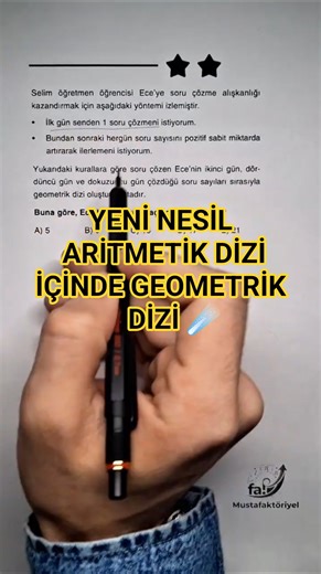 Yeni Nesil Aritmetik Dizi İçinde Geometrik Dizi #mustafaktoriyel #ayt