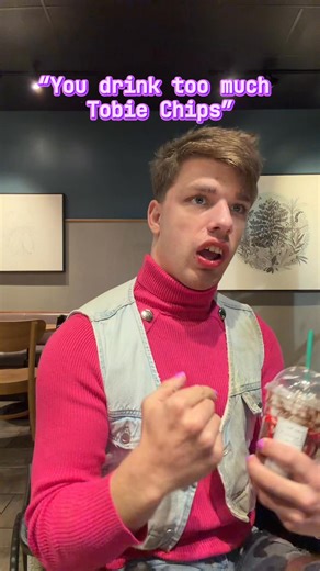 Okay, you got me... guilty as charged! 🤷‍♂️ But this Barbie Boy's devotion to the Tobie Chip is NOT a crime! It's called ✨self-care✨, Babeacinos! 😉 #GuiltyAsCharged #TobieChip #Starbucks #BarbieBoy #SelfCare | Toby Smiles