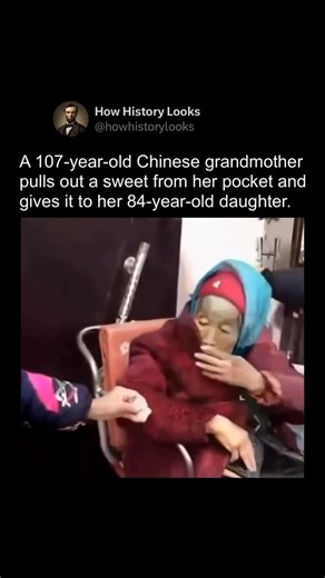 A 107-year-old Chinese grandmother pulls a sweet from her pocket and hands it to her 84-year-old daughter, a tender reminder that a mother’s love never fades with time. Moments like this are common in many multigenerational Chinese families, where elders often continue to show care in small, familiar gestures passed down through decades. Despite their advanced ages, the simple act of sharing a treat captures a lifetime of devotion, resilience, and the unbreakable bond between mother and child. |