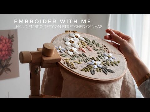 "Primrose sand" embroidery pattern for floral wall hanging