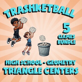 5 TRASHKETBALL Math Games - Triangle Centers - Geometry No Prep Review
