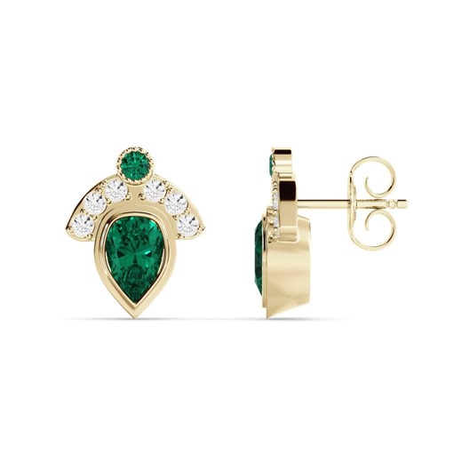 Emerald Earrings, 14K Gold With Chatham Stones and Diamonds (2 Carat) - Etsy