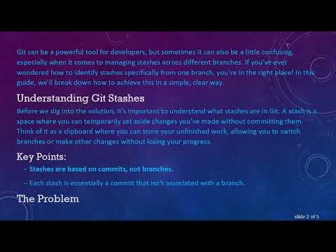 How to List Stashes from a Specific Branch in Git