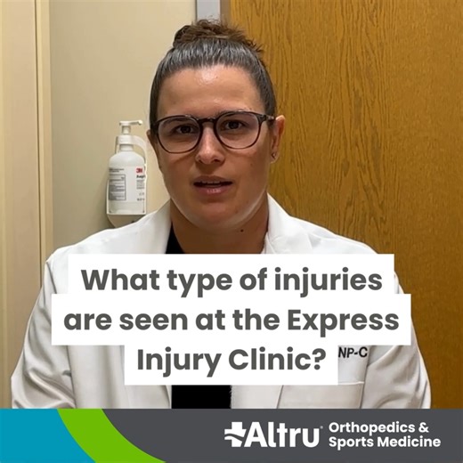 Get hurt today? Get seen today with walk-in care at the Altru Express Injury Clinic. Margot Miller, NP, from Altru Orthopedics & Sports Medicine, explains what type of injuries are seen at the Altru Express Injury. Learn more » https://bit.ly/47pFz8Z | Altru Health System