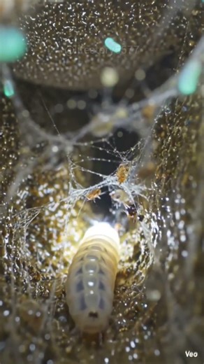 POV: Inside the World of a Fungus Gnat Larva 😱Tiny Cave Monster With Glowing Silk Threads 🕸️