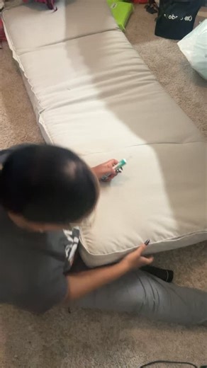 5 comments | Here I am fighting with this futon cushion again if you remember my previous reel hand stitching the closure. My Boo finally got the zipper so I’m about to remove the temp stitch and add the new zipper to create a slip type cover for the futon cushion. He owns an Airbnb and blocked off his to give me some time to fix this. I low key love upholstery type work even though it’s labor intensive. | Threaded Designs | Facebook