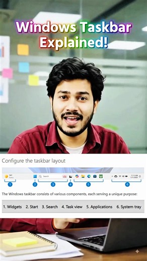 Windows Taskbar के सभी आइकन क्या काम करते हैं? 🖥️ Widgets, Start, Search, Task View Explained!