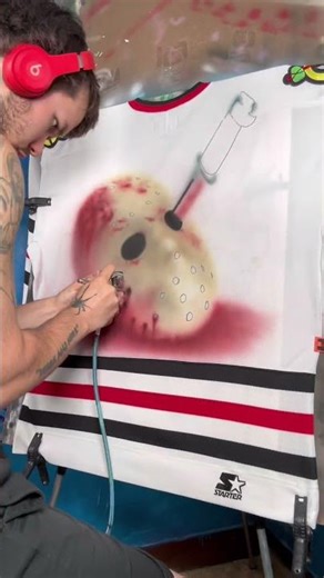 “Jason’s Mask” Jersey Available October 25th reminders when we drop on our site! #airbrush