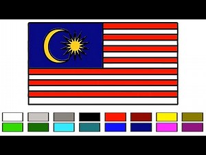 How To Draw Malaysia flag for Kids Coloring Learn Step by Step || Malaysian flag || Little Channel