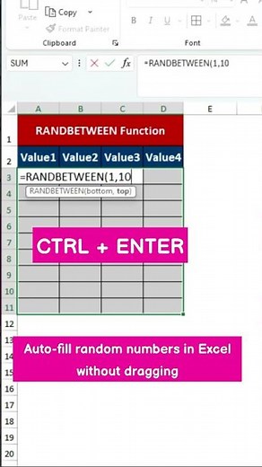 Excel RANDBETWEEN Hack 🔥 Ctrl+Enter Magic