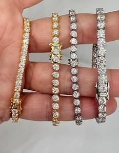 Moissanite Tennis Bracelet: 3.0mm Sterling Silver, White or Yellow Gold - Etsy