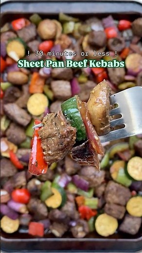 Sheet Pan Beef Kebabs #sheetpandinner #recipe