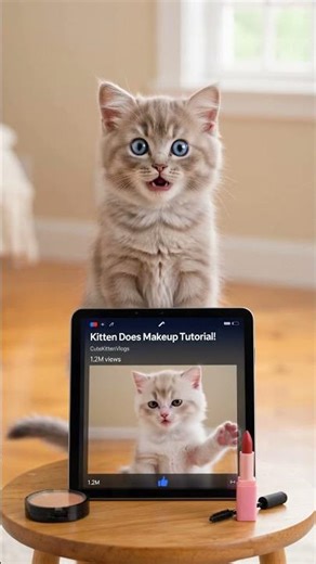 Kitten make up tutorial reaction video.