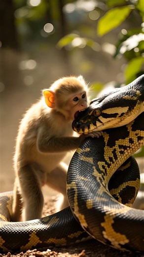 Brave Mother Monkey vs Giant Python | Epic Battle to Save Her Baby 🐵🐍