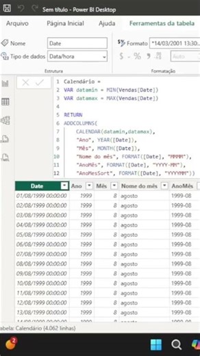 How to Create a Calendar Table in Power BI (Complete Formula) #excel #powerqueryeditor #exceltips