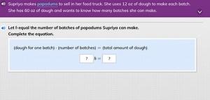 Supriya makes papadums to sell in her food truck. She uses 12 o... | Filo