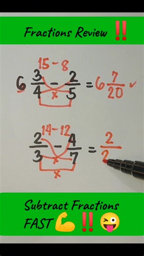 Subtract Fractions Fast ‼️ Review #education #mathskills | Mathtuto
