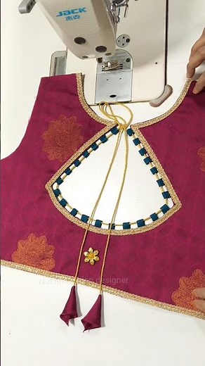 Beautiful Back Neck Design with Dori & Latkan | Designer Blouse Idea