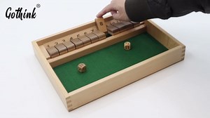 GOTHINK Shut The Box - Table Math Game with 12 Inch Wooden Board for Adults & Kids - 12 Spots Dice Game with 2+ Player Games, Includes 2 Dice, Ideal for Game Night, Travel, Classroom - (Ages 6+)
