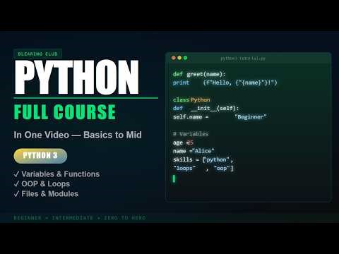Python Tutorial in One Shot — Beginner to Intermediate | Learn & Revise Python Fast