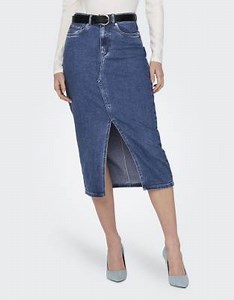 ONLY Denim skirt in medium blue denim | ASOS
