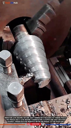 Innovation Lathe Machine for Cone Shaft Forming with Precision Step Turning Process #tech