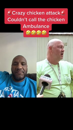 #duet with @isaakwells #foryou - Crazy chicken attack #jokes #crying #chickenambulance #luckyshot #kfc #poppeye #defendyourself #selfdefence #chickenattack