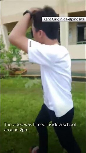 Philippines earthquake: School students run from buildings during a 6.0 magnitude quake